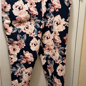 Floral Navy Pink Stretch trouser